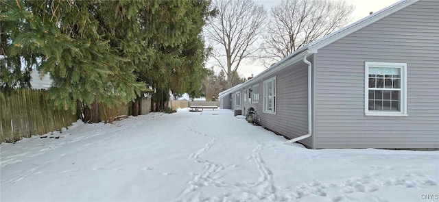 view of snow covered property