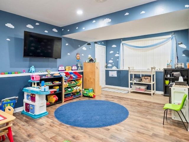 recreation room featuring hardwood / wood-style floors