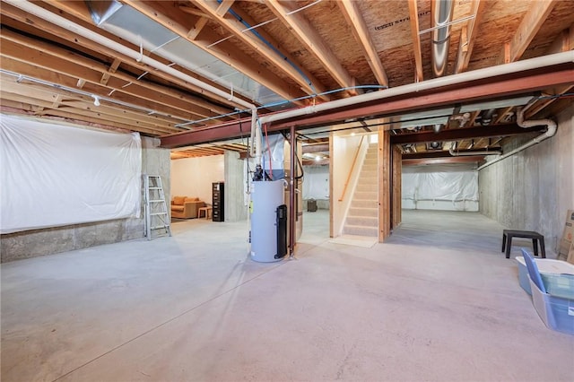 basement with gas water heater