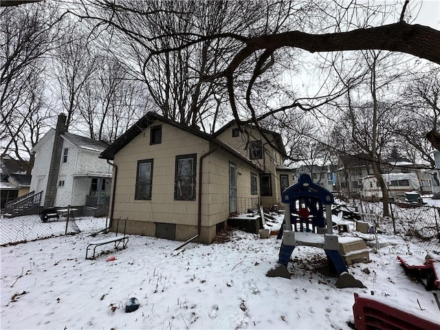 view of snow covered exterior