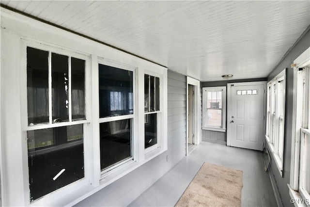 view of unfurnished sunroom