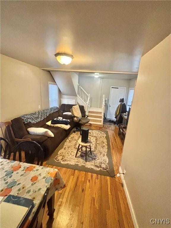 living room with wood-type flooring