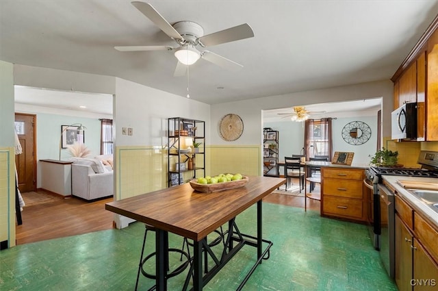 kitchen featuring appliances with stainless steel finishes and dark hardwood / wood-style floors