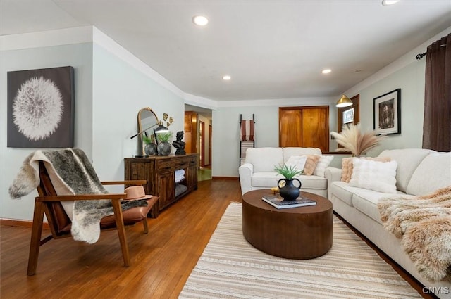 living room with wood-type flooring