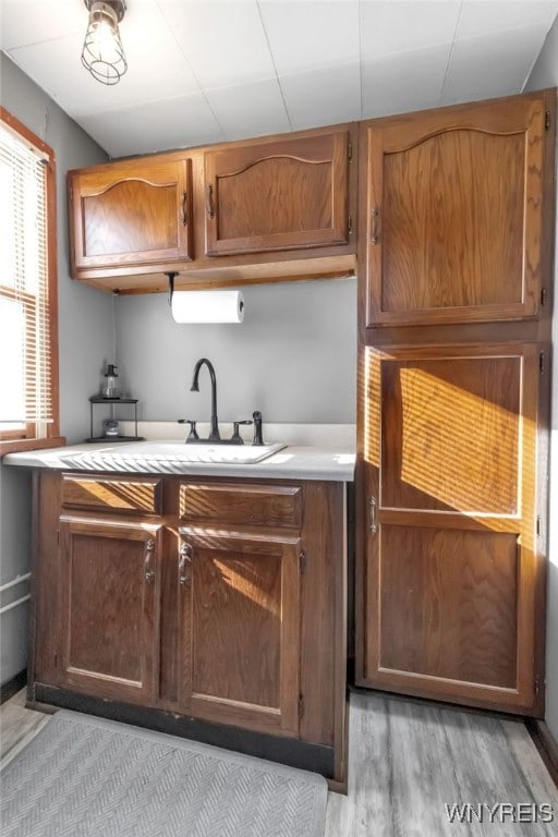 kitchen featuring sink and light hardwood / wood-style flooring