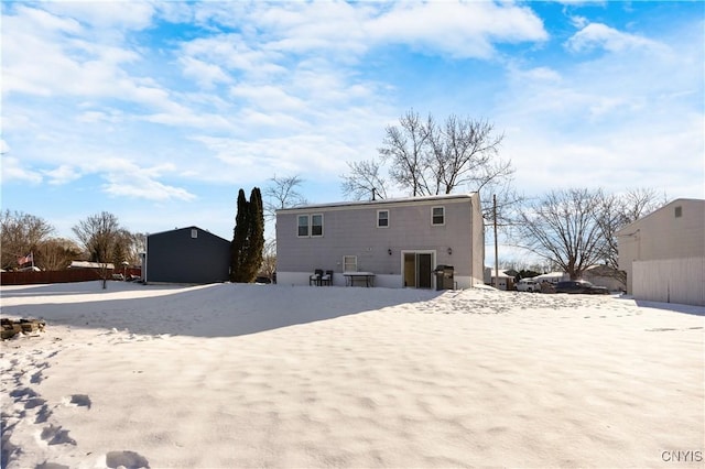 view of snow covered property