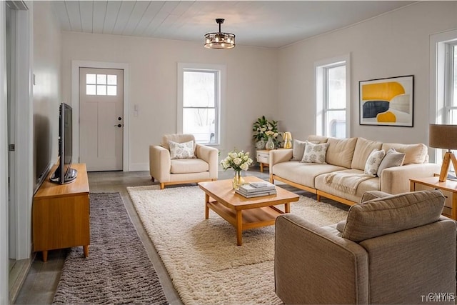 living room with wood finished floors and a wealth of natural light