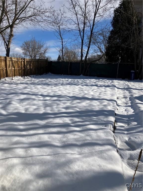 view of yard covered in snow