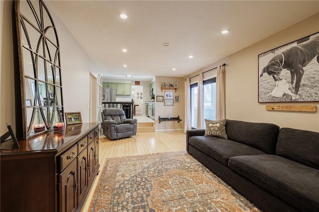 living room featuring light wood-type flooring