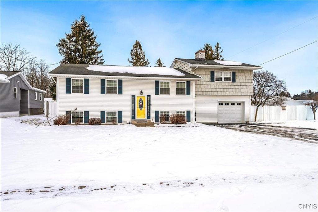 bi-level home with a garage