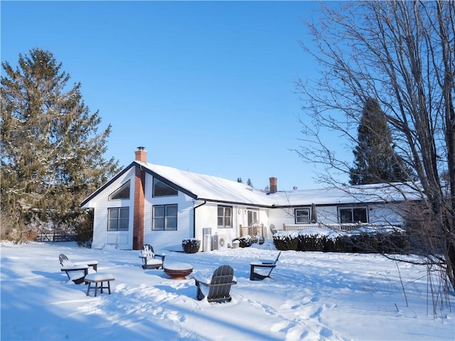 view of snow covered property