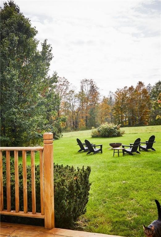 view of community with a lawn and a deck