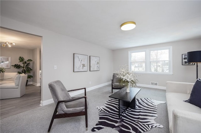 living room featuring carpet flooring