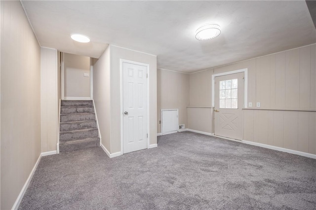 basement featuring carpet floors