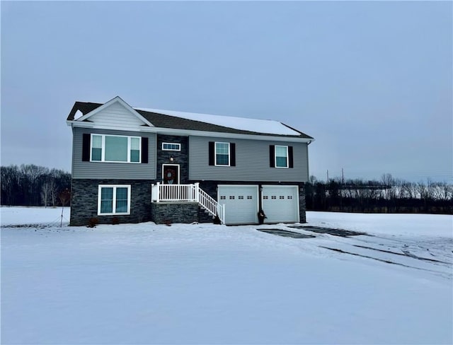 bi-level home with a garage