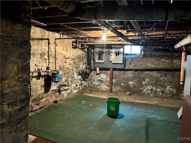 basement with electric panel