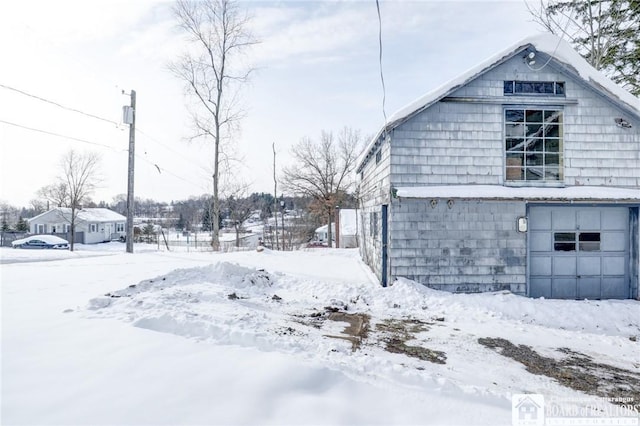 view of snow covered exterior