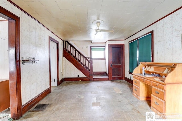 interior space featuring light parquet flooring