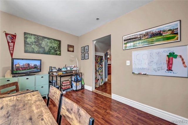 office area featuring dark hardwood / wood-style flooring