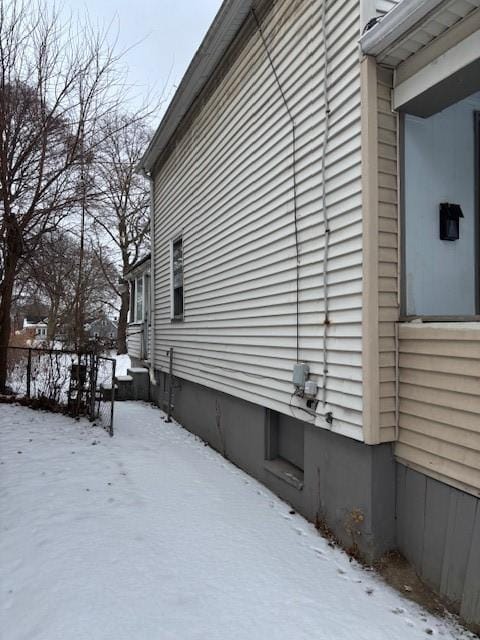 view of snow covered exterior