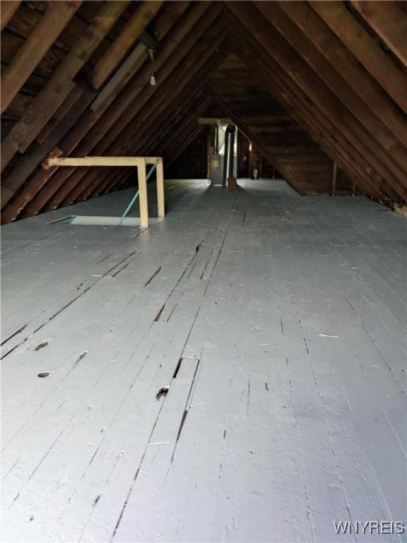 view of unfinished attic