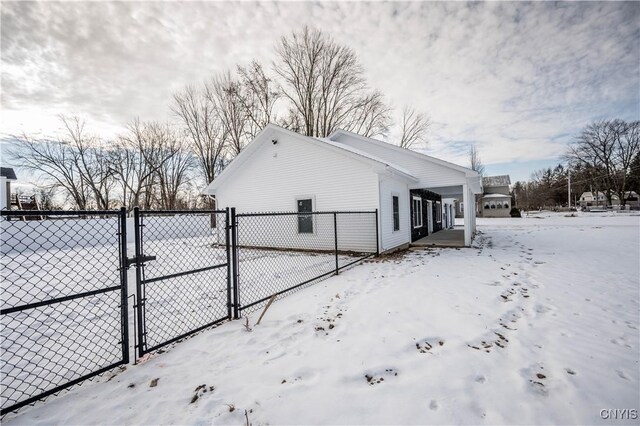 view of snowy exterior