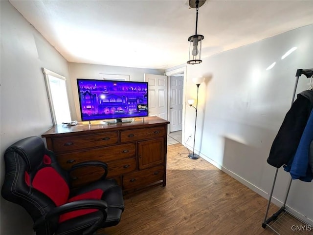 living area with light wood-type flooring