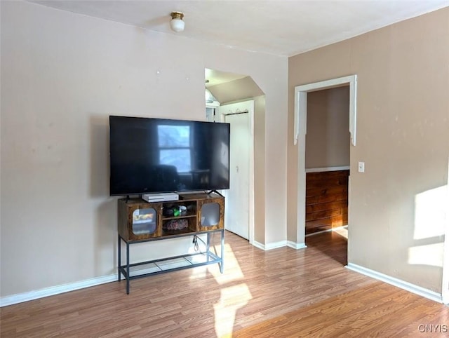 living room with light wood-type flooring