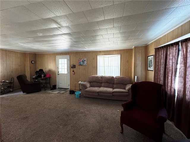 living room featuring carpet floors