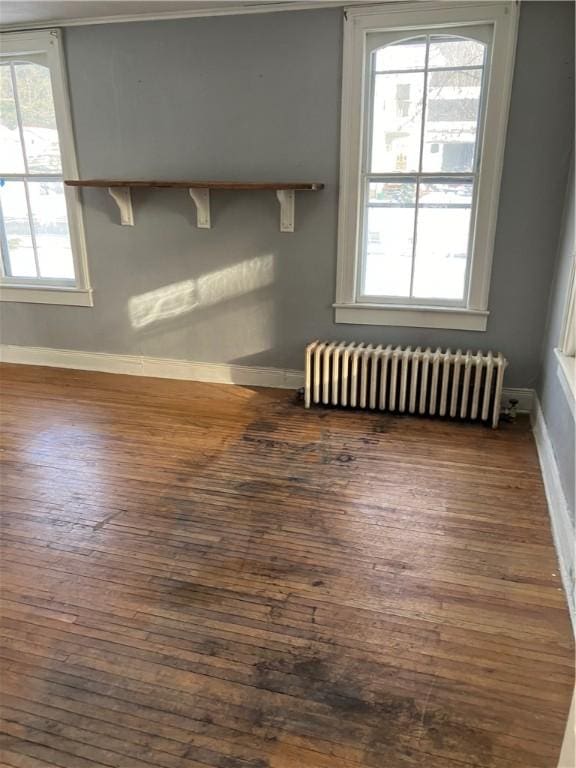 room details with radiator and hardwood / wood-style floors