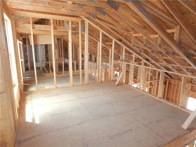 view of unfinished attic