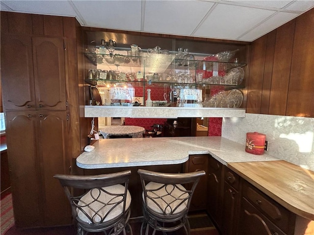 bar featuring dark brown cabinetry