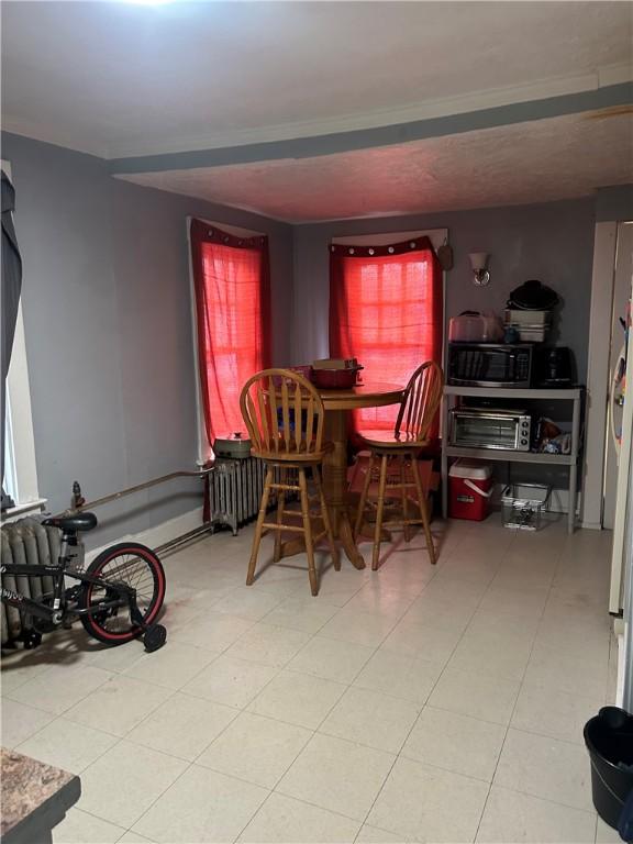 dining room with radiator