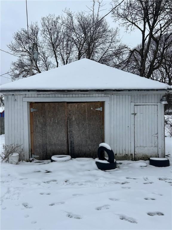 view of snow covered structure