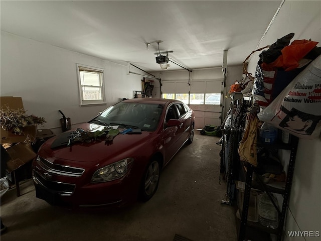 garage with a garage door opener