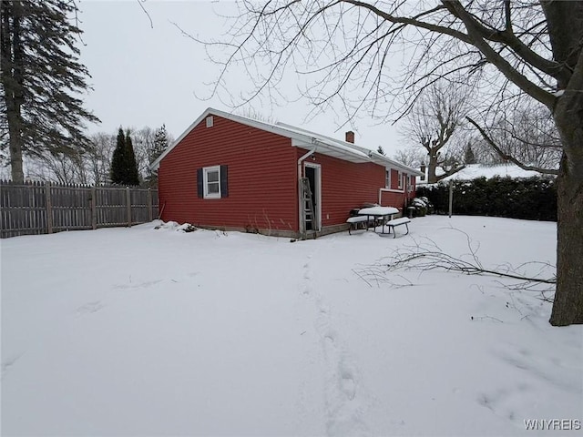 view of snow covered exterior