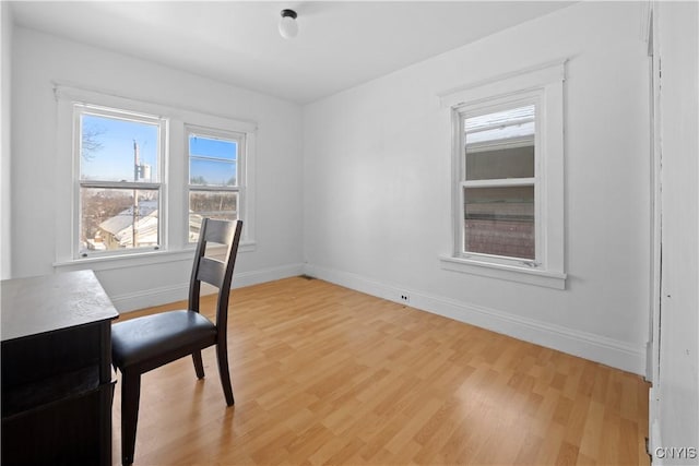 interior space with light hardwood / wood-style flooring