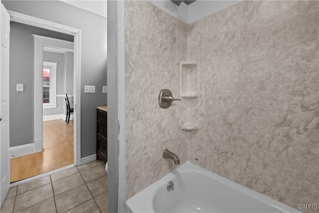 bathroom featuring shower / tub combination and tile patterned floors