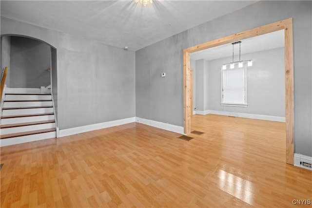 empty room featuring light hardwood / wood-style floors