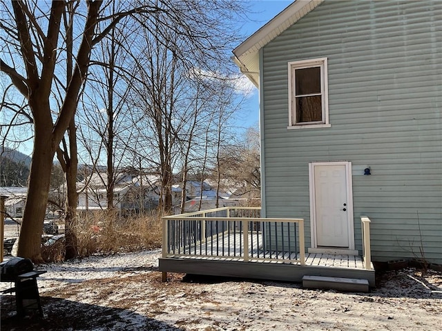 exterior space featuring a wooden deck