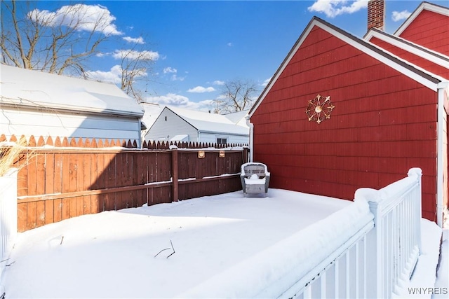 view of yard covered in snow