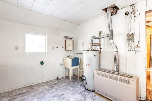 utility room with water heater