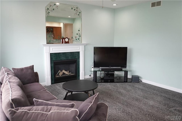 living room featuring carpet floors