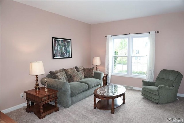 living room with carpet floors