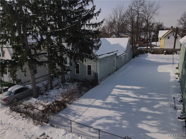 view of snow covered exterior