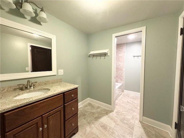 bathroom with vanity and shower / bath combination