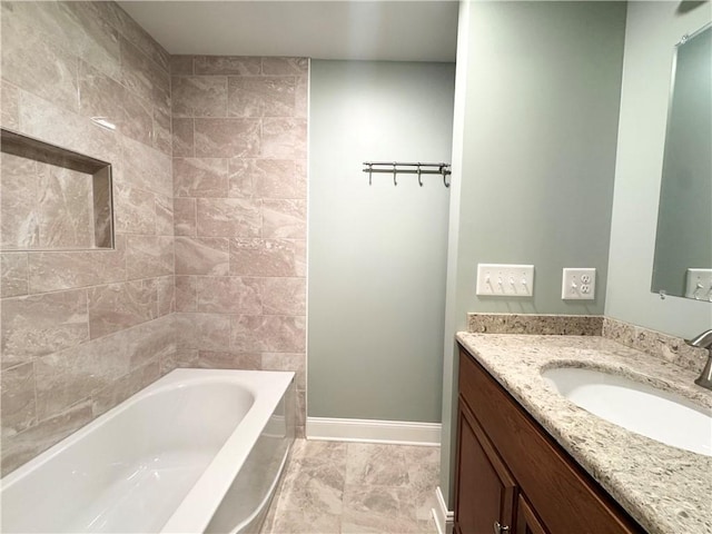 bathroom featuring vanity and shower / bathing tub combination