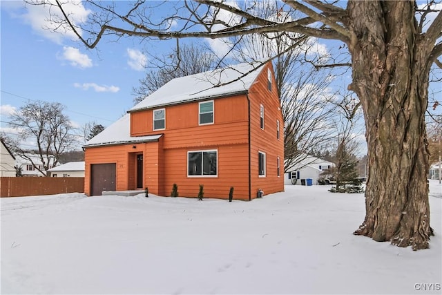 view of snow covered property