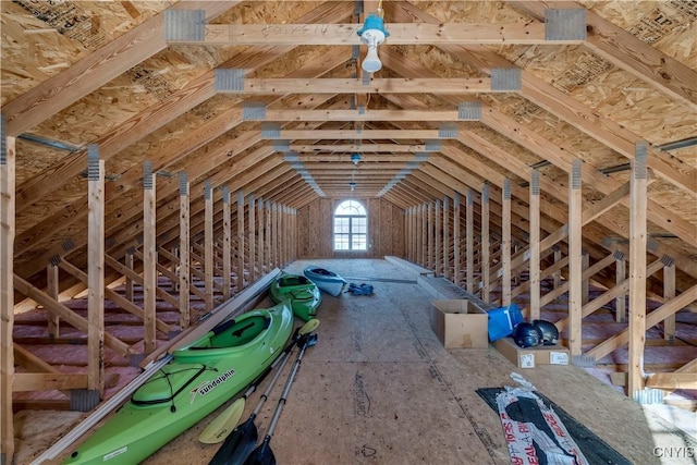 view of unfinished attic