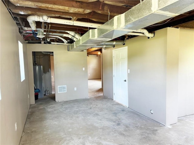 basement with water heater